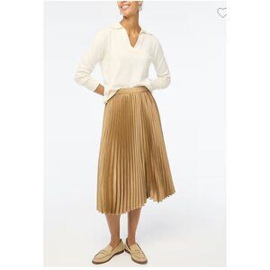 J.Crew $110 Womens Pleated Midi Skirt in Camel Size L BV141